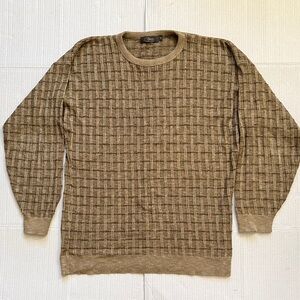 L. Etienne Knit Pullover Sweater Sz M Textured Brown Minimalist Preppy Grandpa